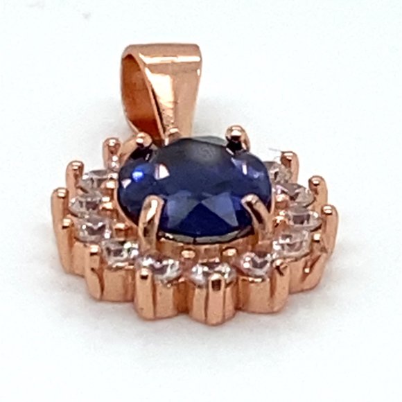 Iolite 1.15ct Rose Gold Finish Solid 925 Sterling Silver Pendant - Picture 5 of 7